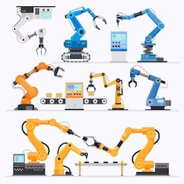 robotic arm industrial. vector illustrations.