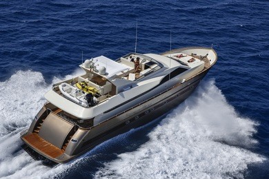 italy, tyrrhenian sea, off the coast of viareggio, 82' luxury yacht, aerial view