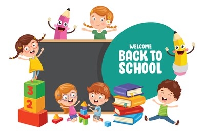 vector illustration of children back to school