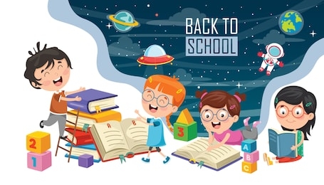 vector illustration of children back to school