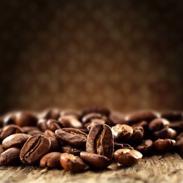 coffee beans and brown wall