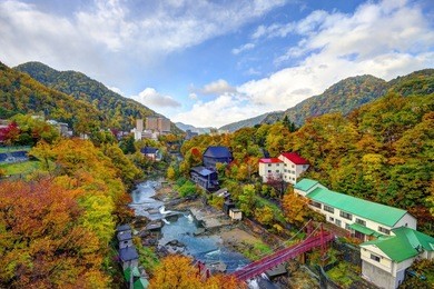 hot springs resort town of jozankei, hokkaido, japan