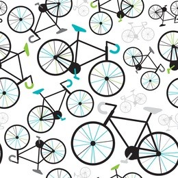 seamless fixed gear bicycle illustration background pattern in vector