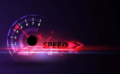 speed motion background with fast speedometer car. racing velocity background.
