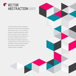abstract illustration with flying cubes, vector background