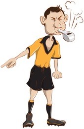 soccer referee blows a whistle. illustration in vector format