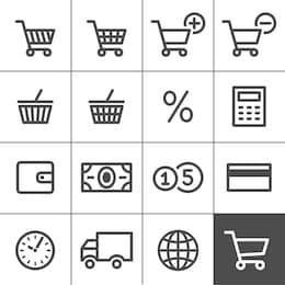 shopping icon set. vector illustration. simplines series. simple outlined icons. linear style