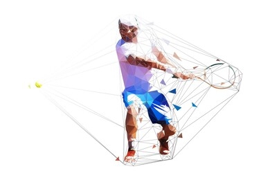 tennis player polygonal vector illustration. man playing tennis. geometric character