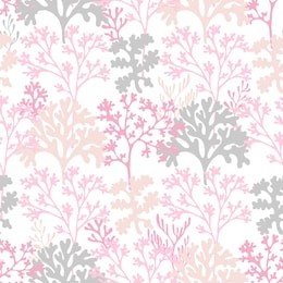 coral reef underwater plans vector seamless pattern. aquarium, ocean and marine algae water plants, corals textile print. colorful corals and polyps silhouettes fabric repeating pattern in pink, grey