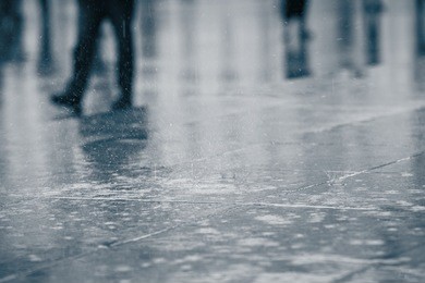 rain in the city - selective focus