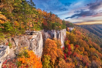 new river gorge, west virgnia, usa autumn morning lanscape at the endless wall.