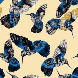 watercolor seamless pattern with hummingbird. watercolor illustration with colorful hummingbird for any kind of design. seamless fabric texture. 