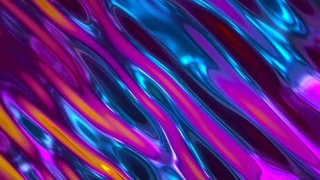 3d render, abstract background, iridescent holographic foil, metallic texture, ultraviolet wavy wallpaper, fluid ripples, liquid metal surface, esoteric aura spectrum, bright hue colors