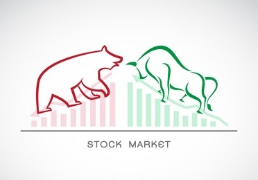 vector of bull and bear symbols of stock market trends. the growing and falling market. wild animals. 