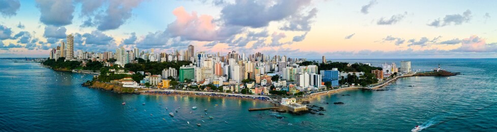 aerial drone panorama view of salvador bahia brazil