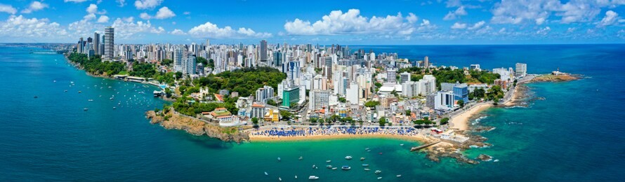 aerial drone panorama view of salvador bahia brazil