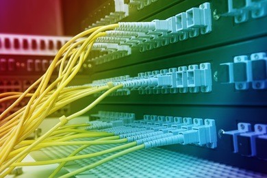 optic fiber cables connected to data center