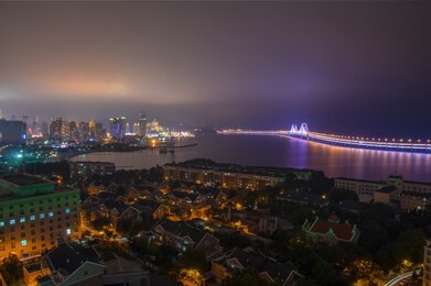 liaoning dalian xinghai square night view
