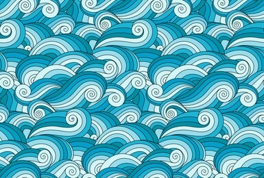 doodle wavy seamless pattern. hand drawn waves background. ocean wave tide splashes. sea surfing tides wallpapers.