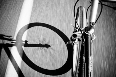  breakdow - bicycle on road  black and white photography