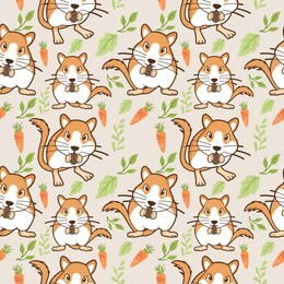vector illustration, animals seamless pattern, different type of cute cartoon animals on white background . it can be print and used as wallpaper, packaging, wrapping paper, fabric and etc. 