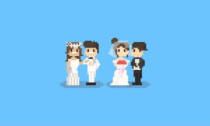 pixel cute wedding character set.8bit