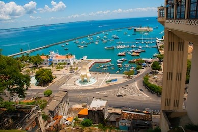 lacerda elevator and all saints bay baia de todos os santos in salvador, brazil.
