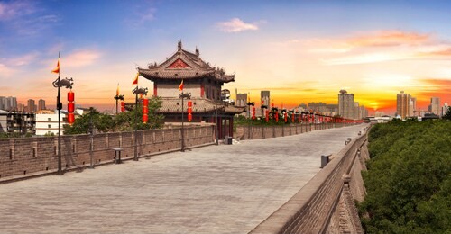 historic city wall in xi'an, china
