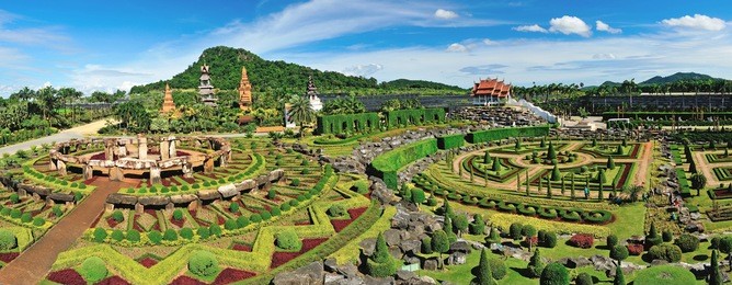 panoramic view of nong nooch garden in pattaya, thailand
