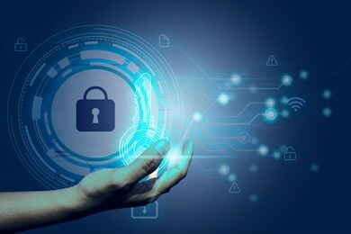 businessman showing a key in his hand. the concept is the key to success of business.