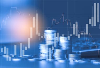 stack of money coin with trading graph, financial investment concept use for background