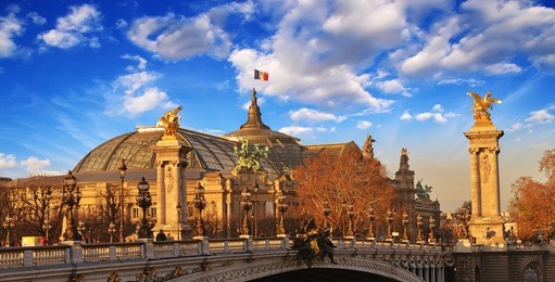beautiful sky shapes over the grand palais des champs-elysÃ?Â?Ã?Â©es - great palace in paris.