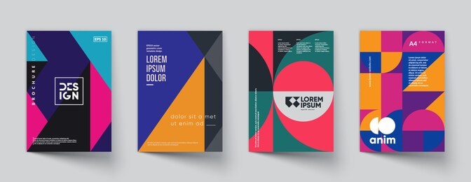 retro geometric covers set. swiss modernism. eps10 vector.