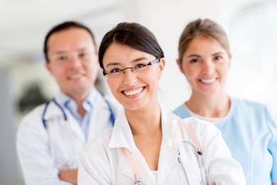 medical staff at the hospital looking happy