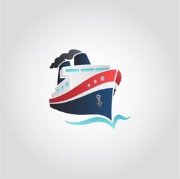 boat / ship on the sea sign, web icon, vector illustration