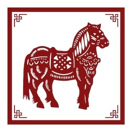 the classic chinese papercutting style illustration, a cartoon horse, the chinese zodiac