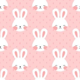 rabbit seamless pattern background, scandinavian happy bunny easter cartoon rabbit vector illustration for kids nordic background