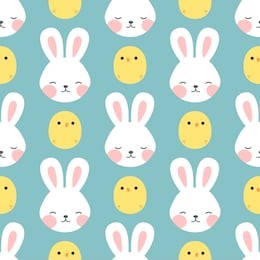 rabbit and chick seamless pattern background, scandinavian happy bunny with cloud, easter. cartoon rabbit vector illustration for kids nordic background