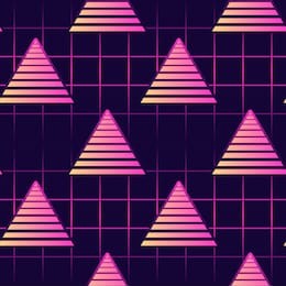neon 80s style seamless pattern with triangles. futuristic digital vector wallpaper. vaporwave, retrowave, cyberpunk aesthetics. pink laser grid background.