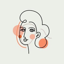 vector illustration in minimal linear style - minimalistic female portrait - abstract modern t-shirt print  - beauty and fashion concept