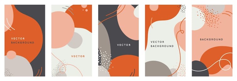 vector set of abstract creative backgrounds in minimal trendy style with copy space for text - design templates for social media stories - simple, stylish and minimal designs for invitations, banners