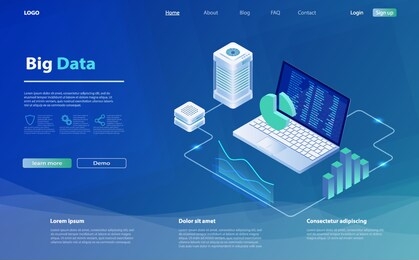 data analysis concept, modern flat design isometric. data center query, search engine optimization. concept of business big data analysis, global analytics, financial research report