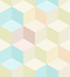 seamless geometrical beige background with striped cubes