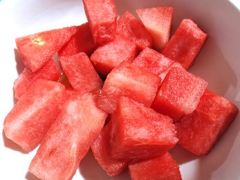 small cubes of watermelon fruits. 