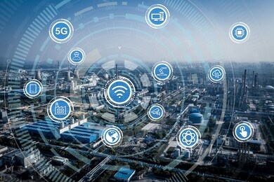 smart factory concept. internet of things. factory automation.