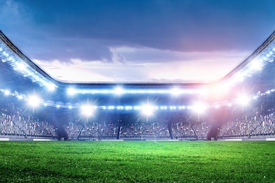 full night football arena in lights