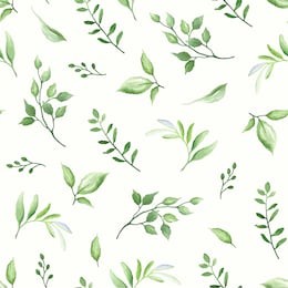 seamless pattern with green leaves, vector illustration in vintage watercolor style.