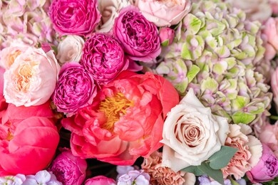 close-up large beautiful bouquet of mixed flowers. flower background and wallpaper. floral shop concept . beautiful fresh cut bouquet. flowers delivery