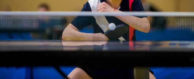 close up service on table tennis