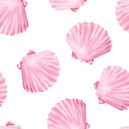 gouache seamless beach pearl pink seashells